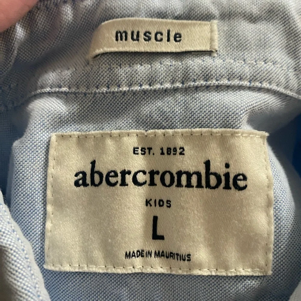 Abercrombie Kids Muscle Button Down Blue Shirt I Size: L